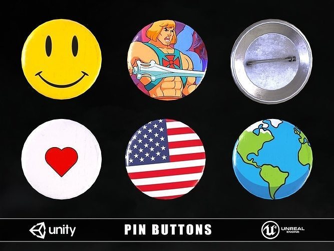 Pin Buttons Low-poly 3D model