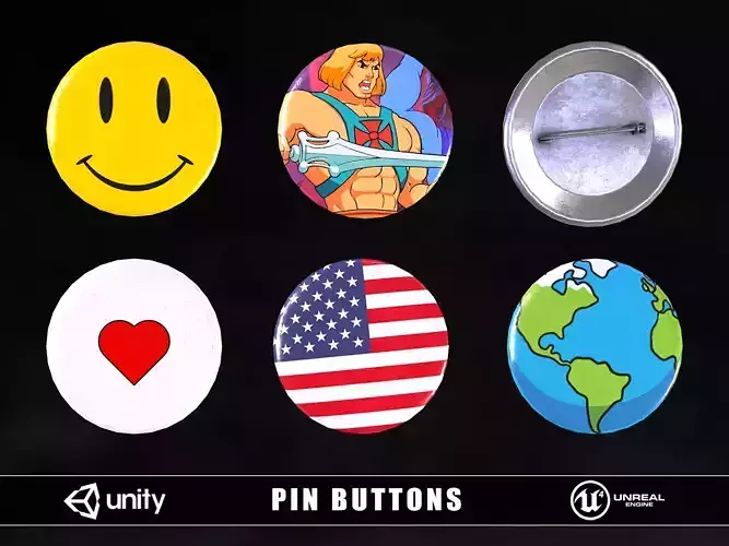 Pin Buttons Low-poly 3D model