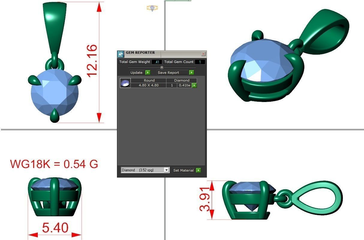 ETC-001 pendant with oval cut diamond Free 3D print model_5