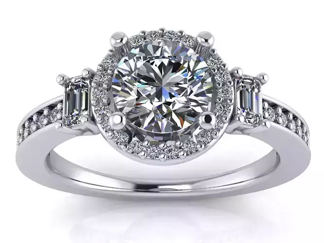 Halo Diamond Engagement Ring - Round