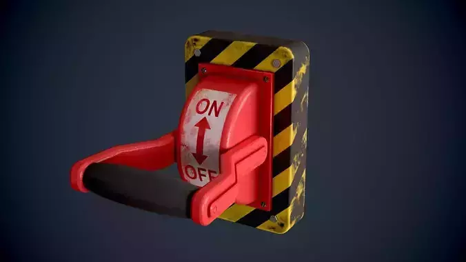 Sci Fi Red Lever power switch Low-poly 3D model