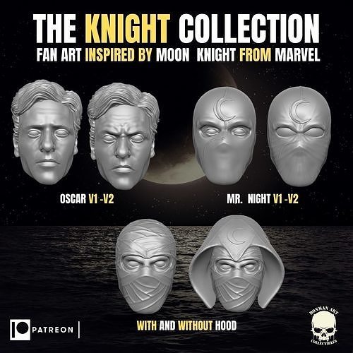 The Knight Collection heads for action figures 3D print model