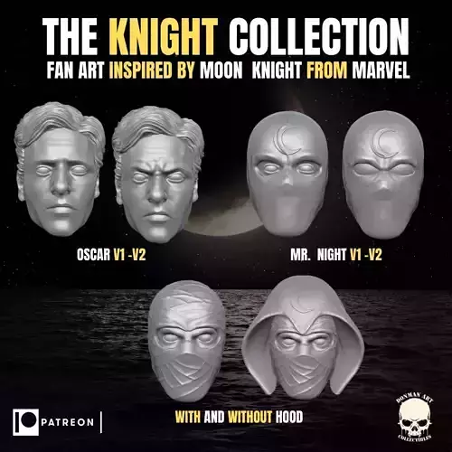 The Knight Collection heads for action figures 3D print model