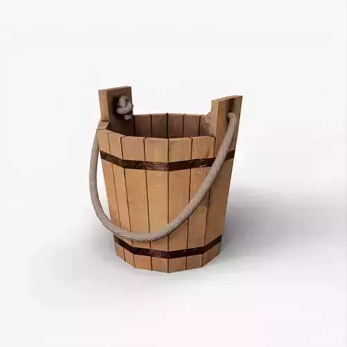 Wooden Bucket with Rope Handle