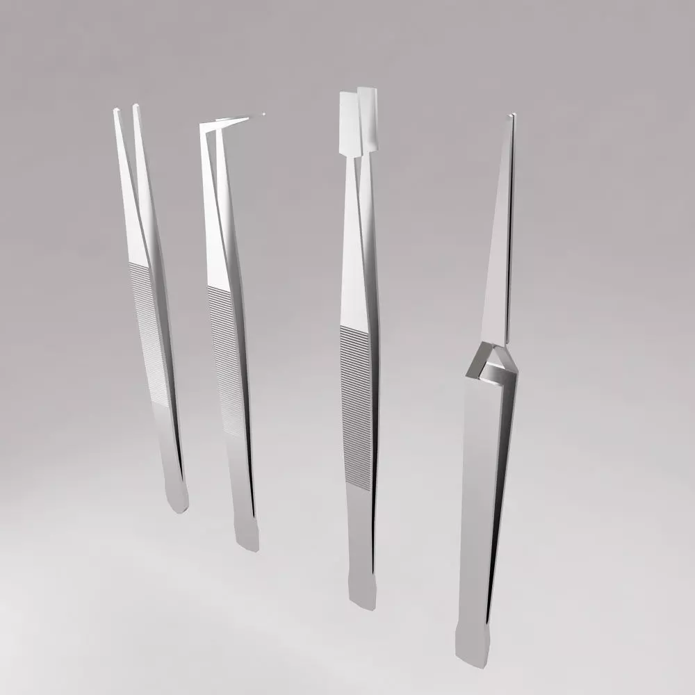 Forceps collection 3d model four surgical tweezers 3D model