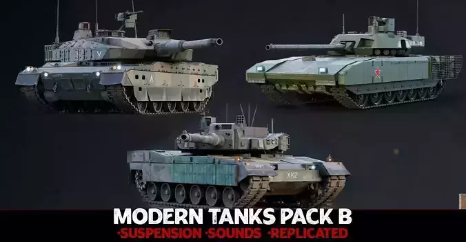 Modern Tank Collection B - Advanced Tank Blueprint UE4 Low-poly 3D model