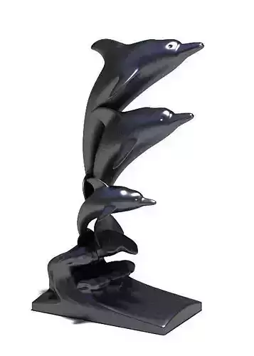 Trio Of Silver Dolphins 3D model