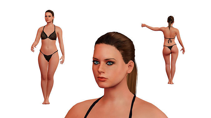 Beautiful caucasian woman Low-poly 3D model