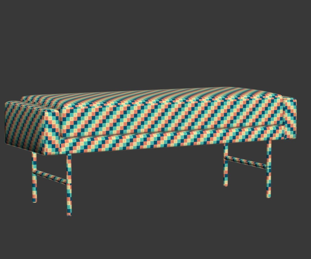 Blu Dot Bank Velvet Bench  3D model_6