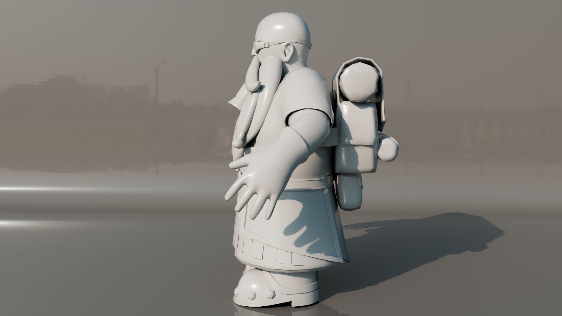 3D character Game ready man with backpack Low-poly 3D model_1