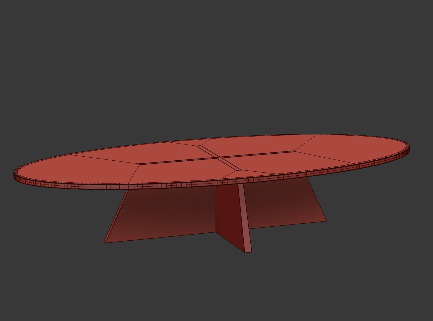Dingo wooden conference table  Low-poly 3D model_4