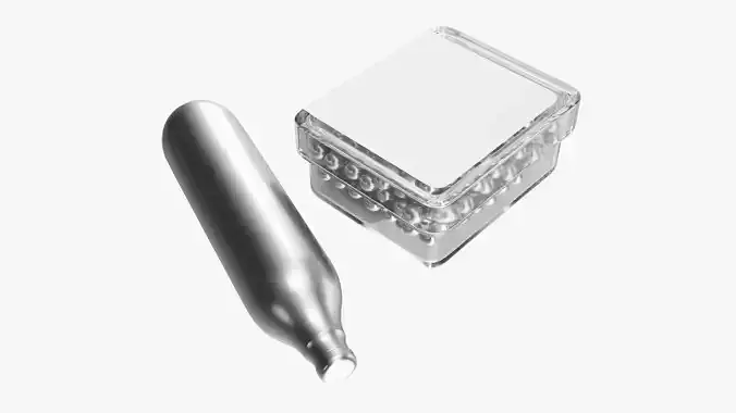 Air pistol bullet box and gas cylinder 3D model