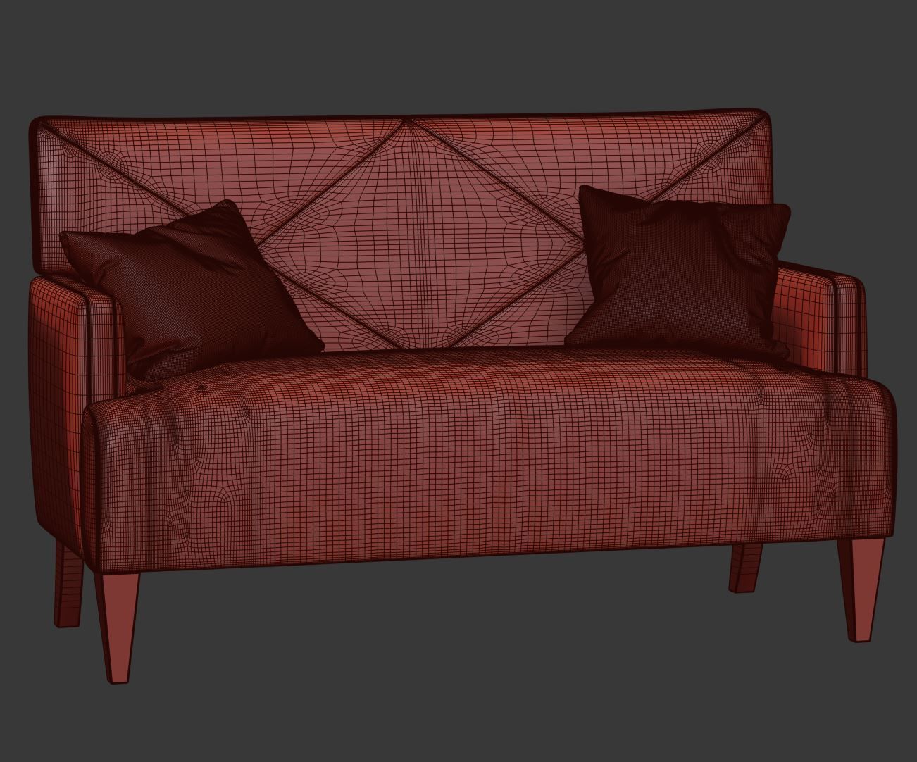 HBF Brentwood Loveseat with button back  3D model_5
