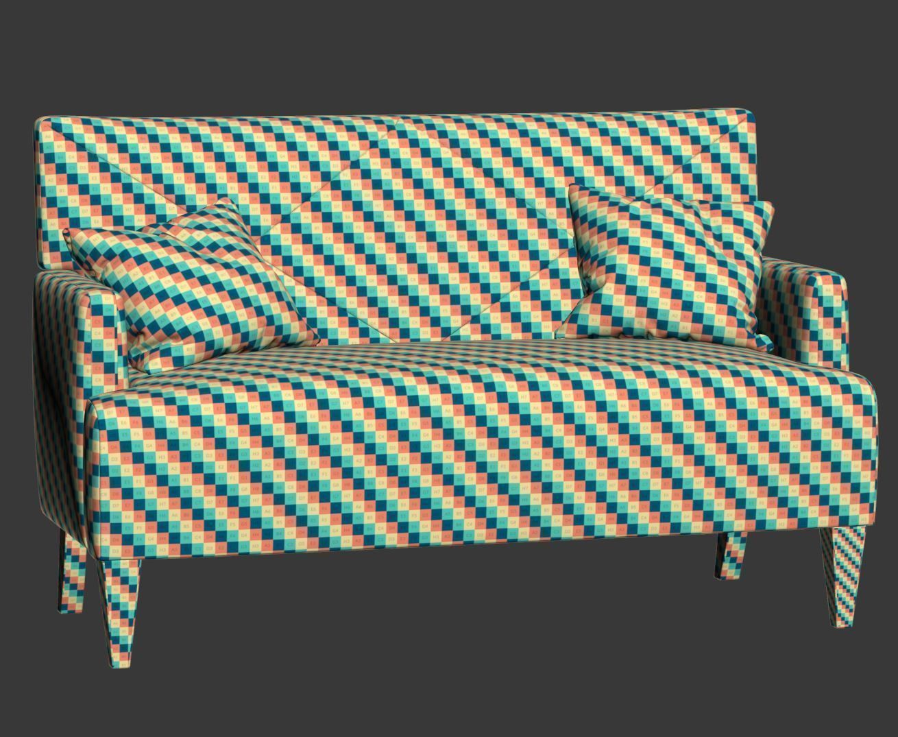 HBF Brentwood Loveseat with button back  3D model_6