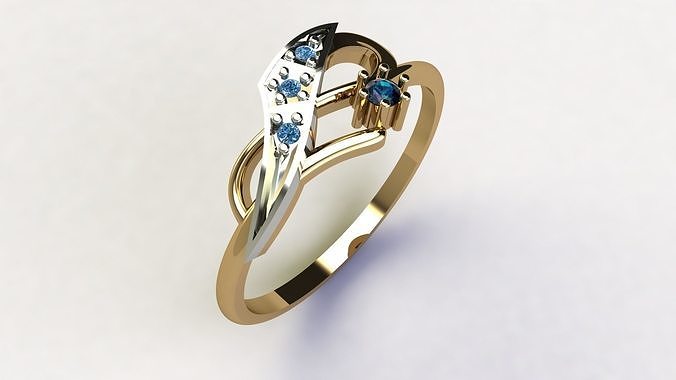 Ring with diamonds und2193 3D print model