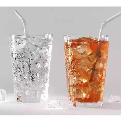 Glass with liquid and droplets 3D model