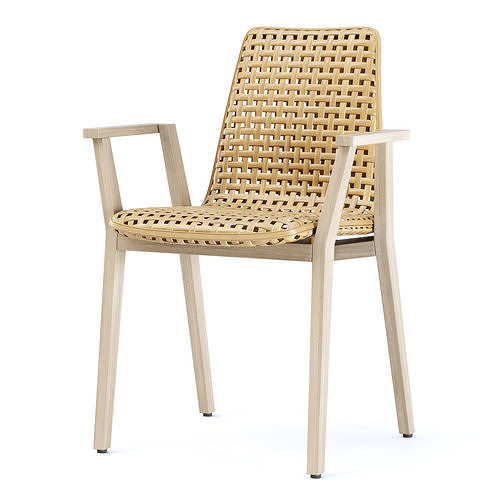 Scarlett wooden rattan armchair SR12  3D model