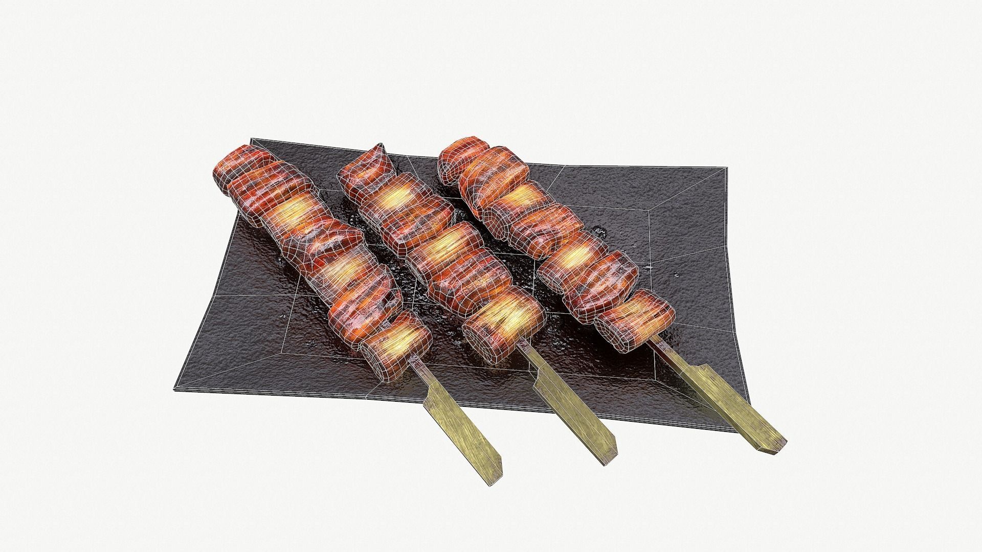 barbecue bbq pork skewers Low-poly 3D model_6