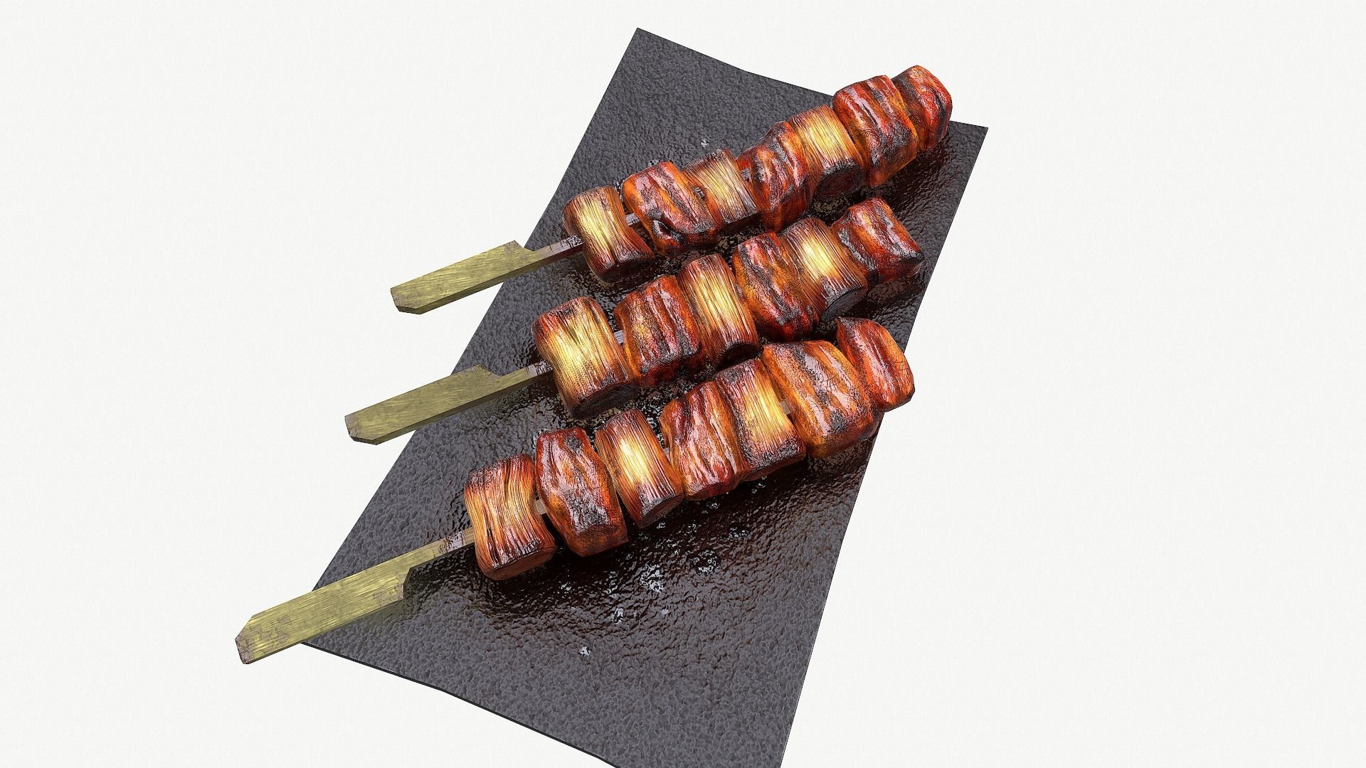 barbecue bbq pork skewers Low-poly 3D model_2