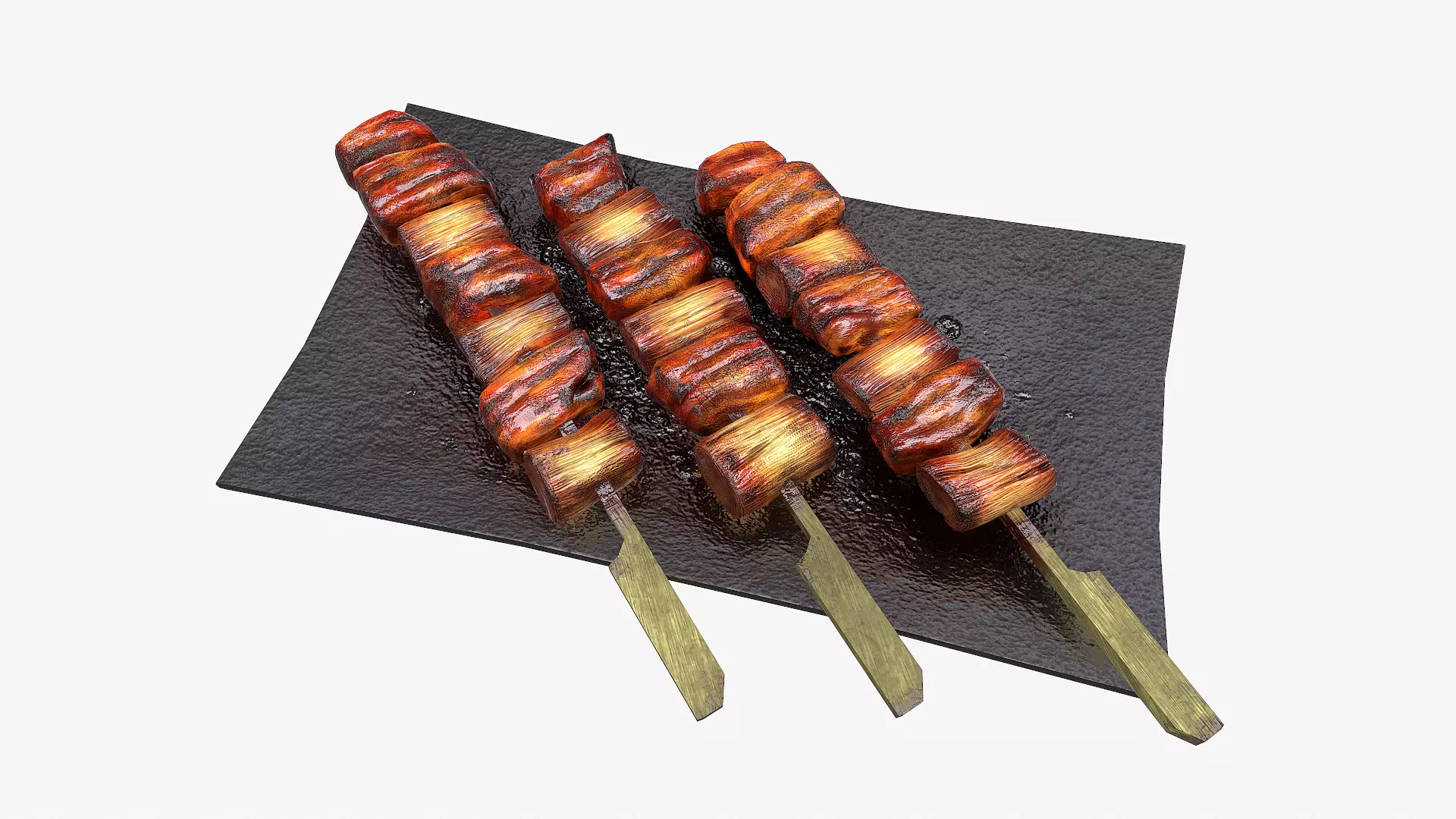 barbecue bbq pork skewers Low-poly 3D model_0