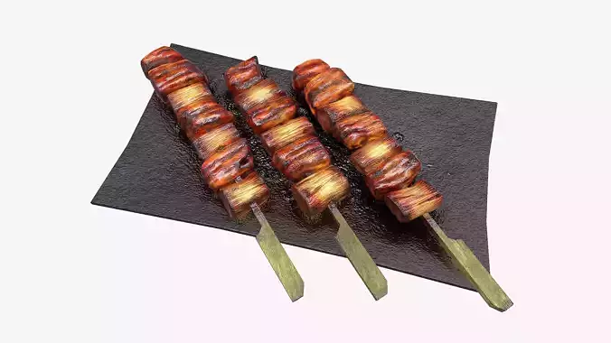 barbecue bbq pork skewers Low-poly 3D model