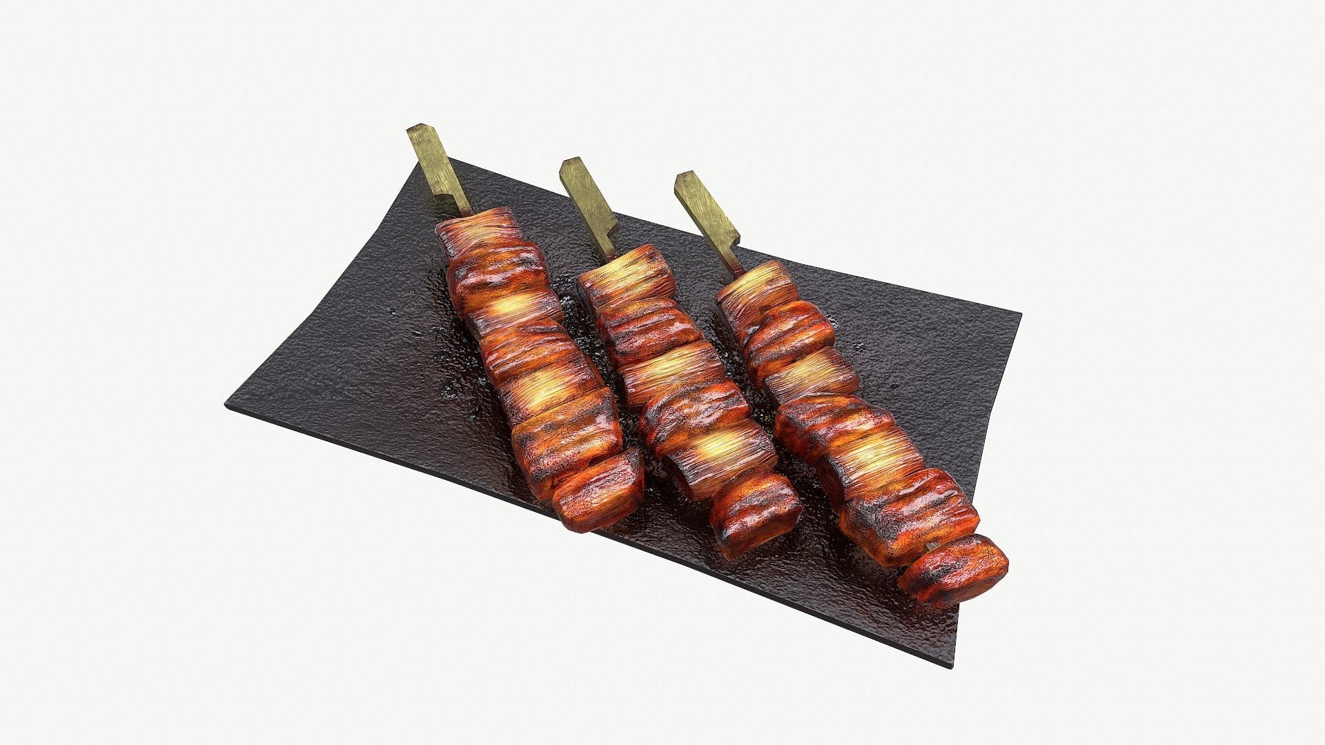 barbecue bbq pork skewers Low-poly 3D model_5