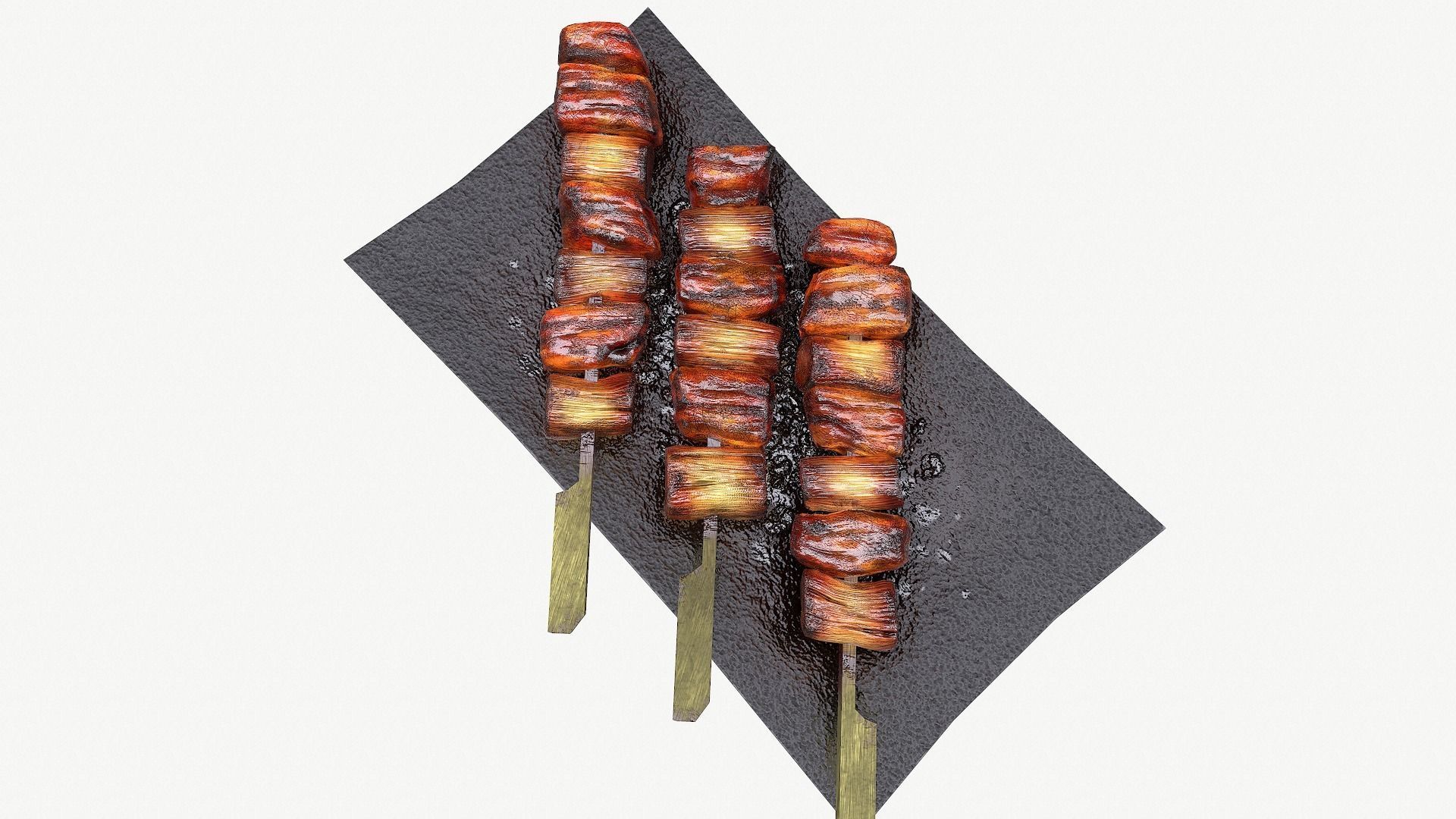 barbecue bbq pork skewers Low-poly 3D model_4