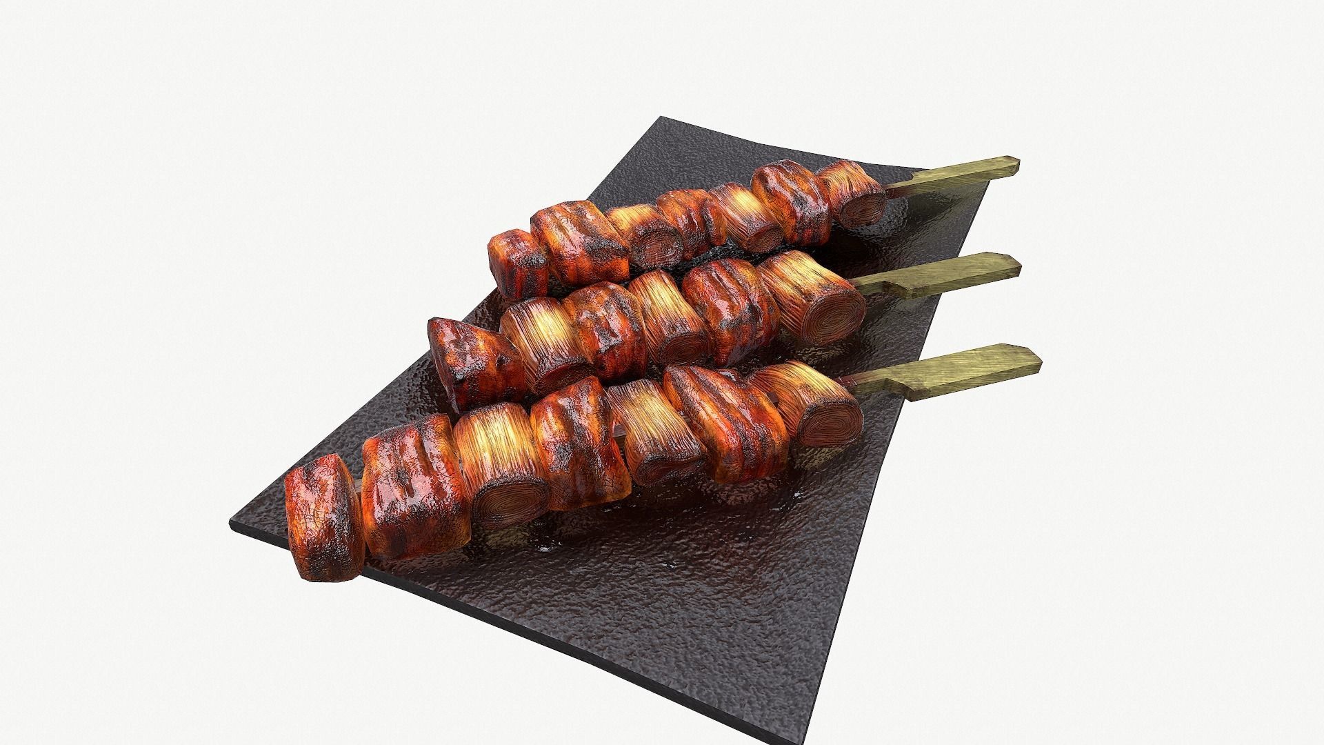 barbecue bbq pork skewers Low-poly 3D model_3