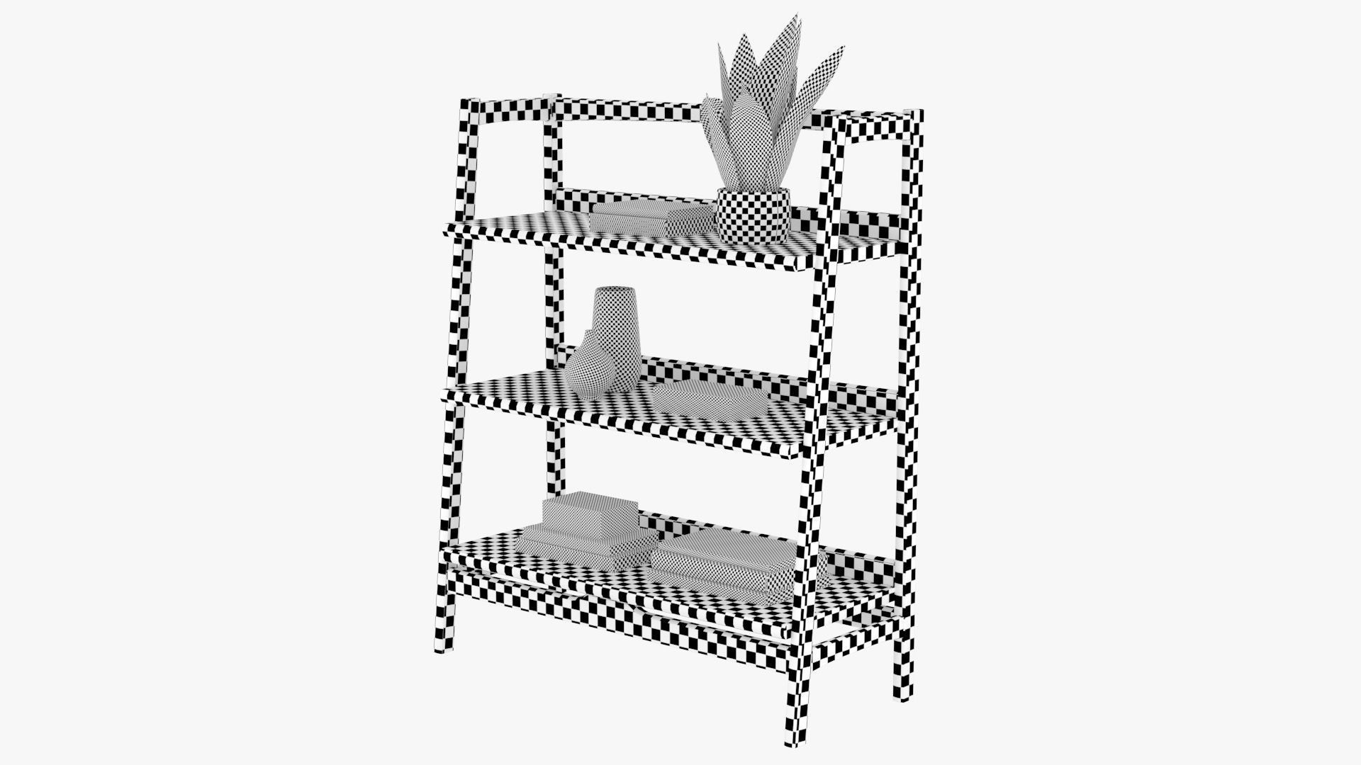 Mid-Century Bookshelf Low-poly 3D model_19