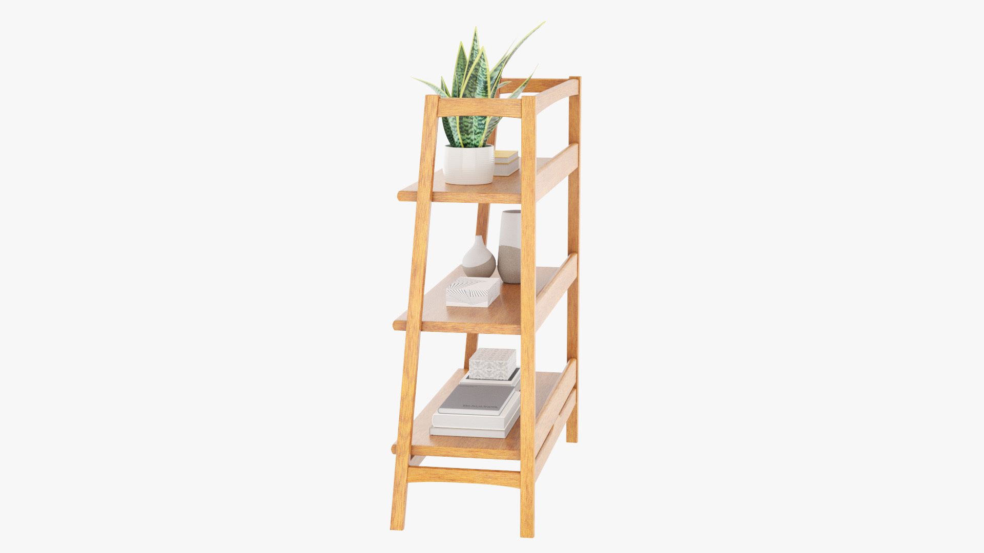 Mid-Century Bookshelf Low-poly 3D model_27