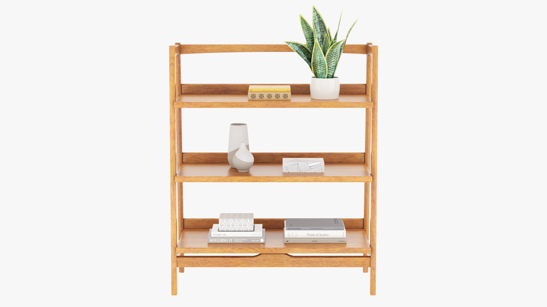 Mid-Century Bookshelf Low-poly 3D model_2