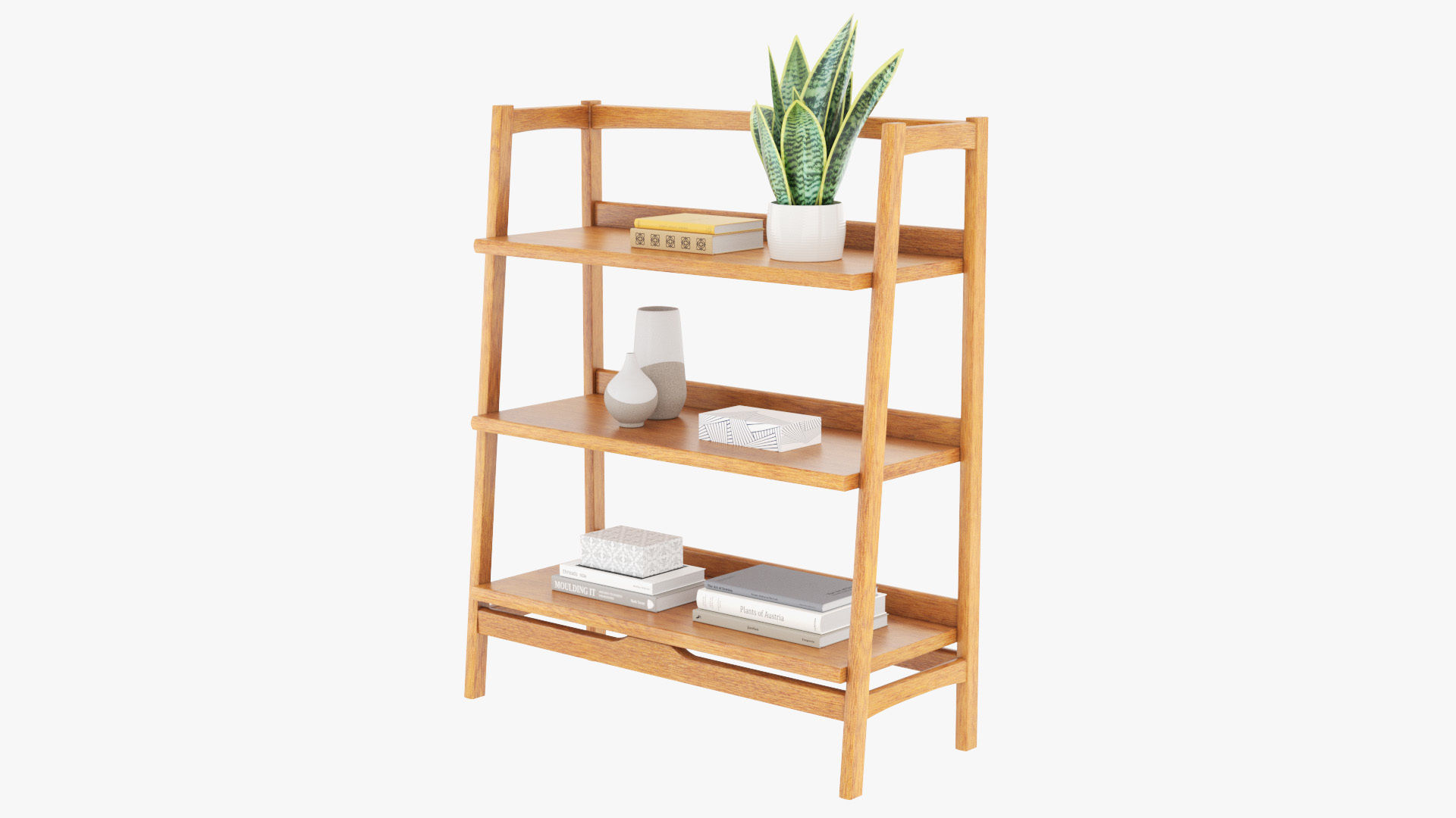 Mid-Century Bookshelf Low-poly 3D model_1