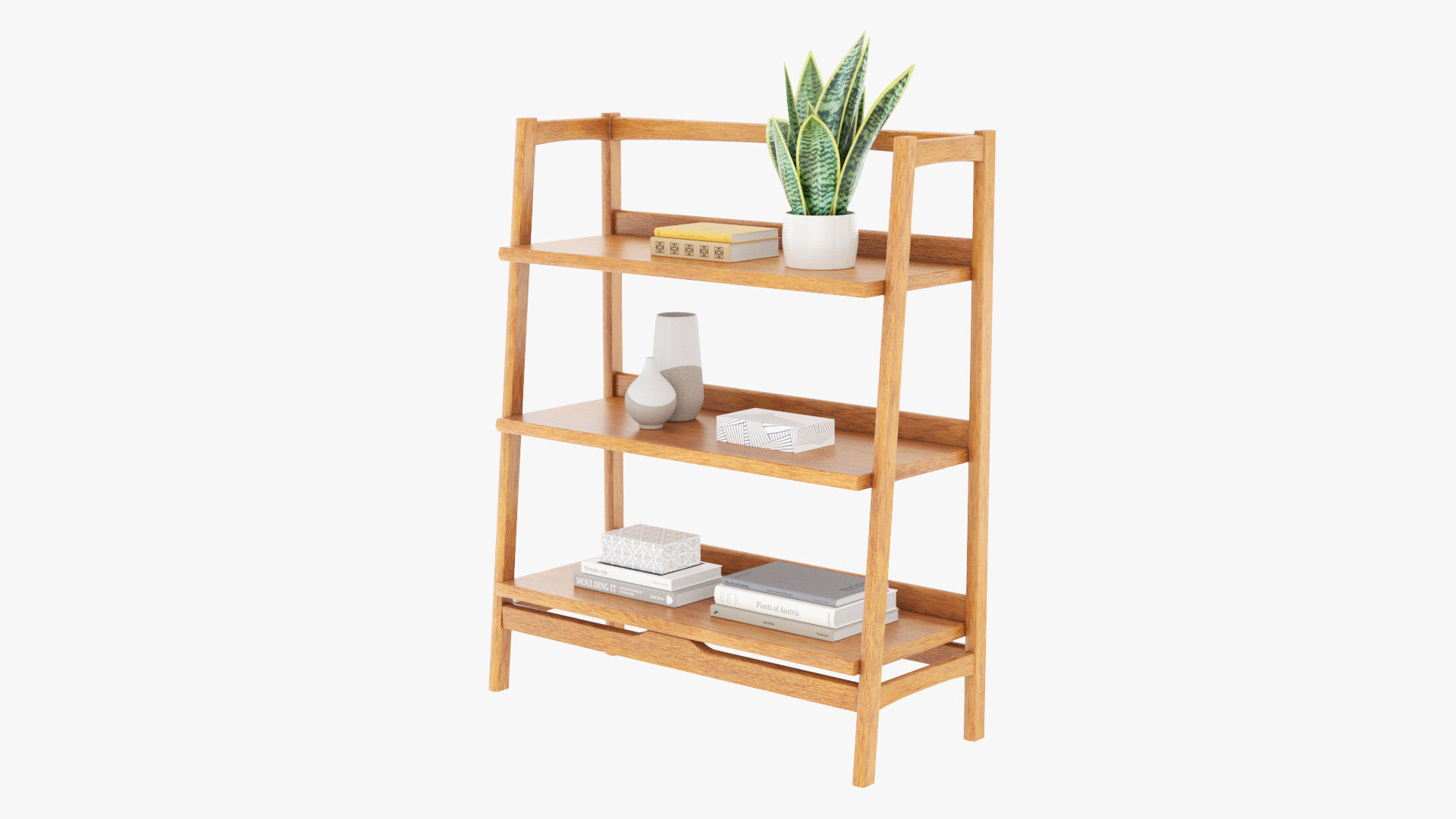 Mid-Century Bookshelf Low-poly 3D model_29