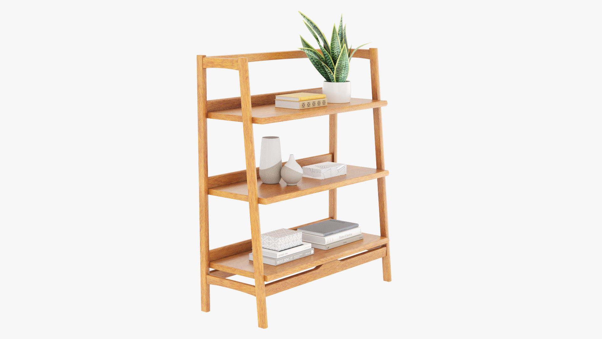 Mid-Century Bookshelf Low-poly 3D model_20