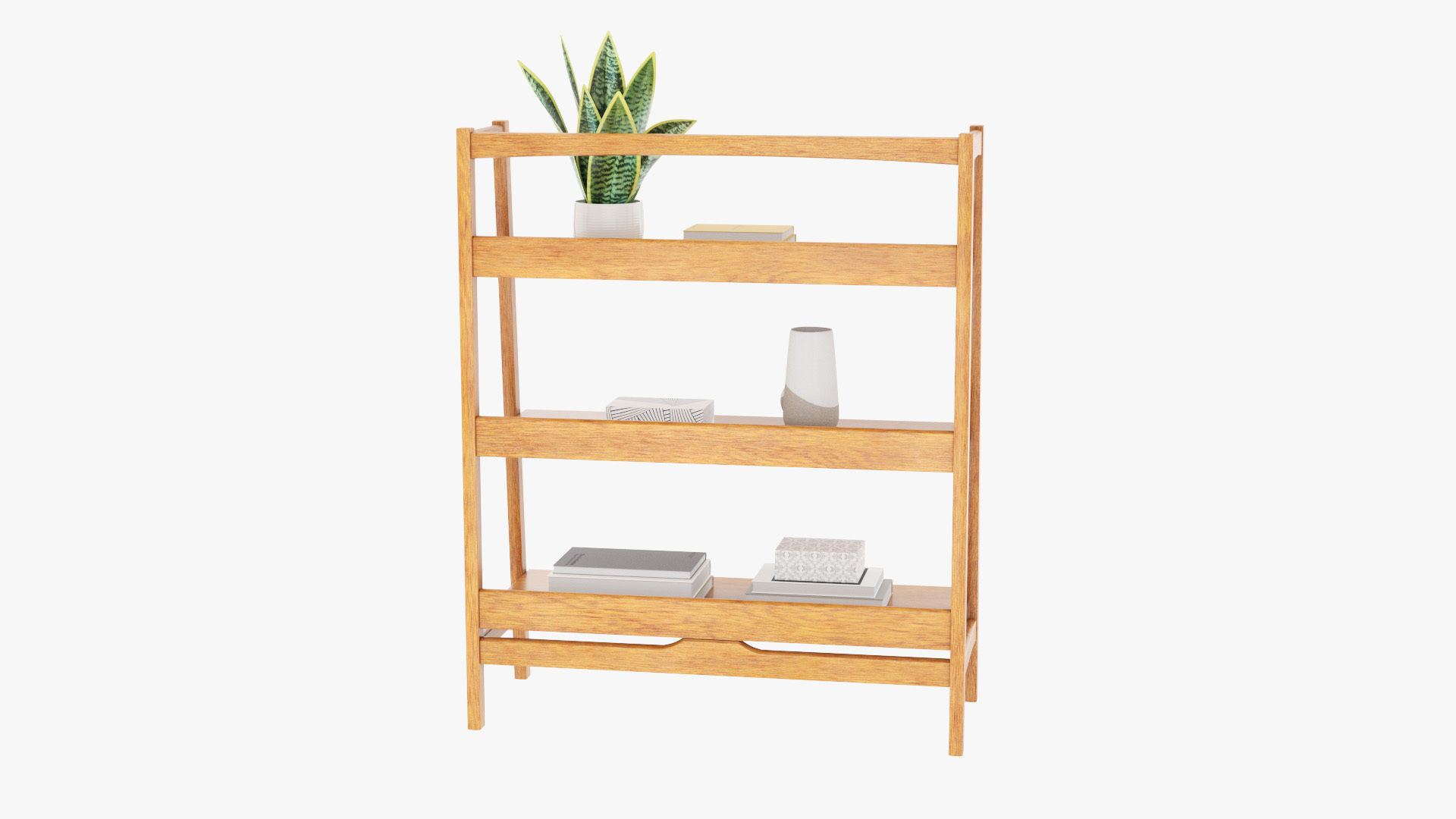 Mid-Century Bookshelf Low-poly 3D model_24
