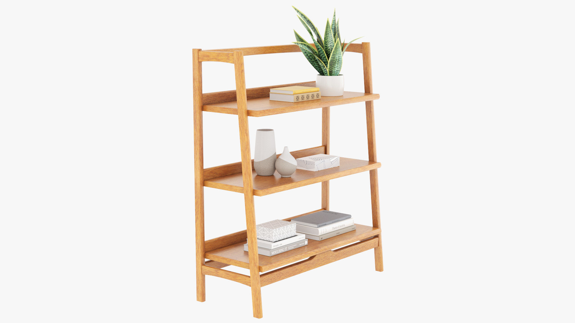 Mid-Century Bookshelf Low-poly 3D model_3