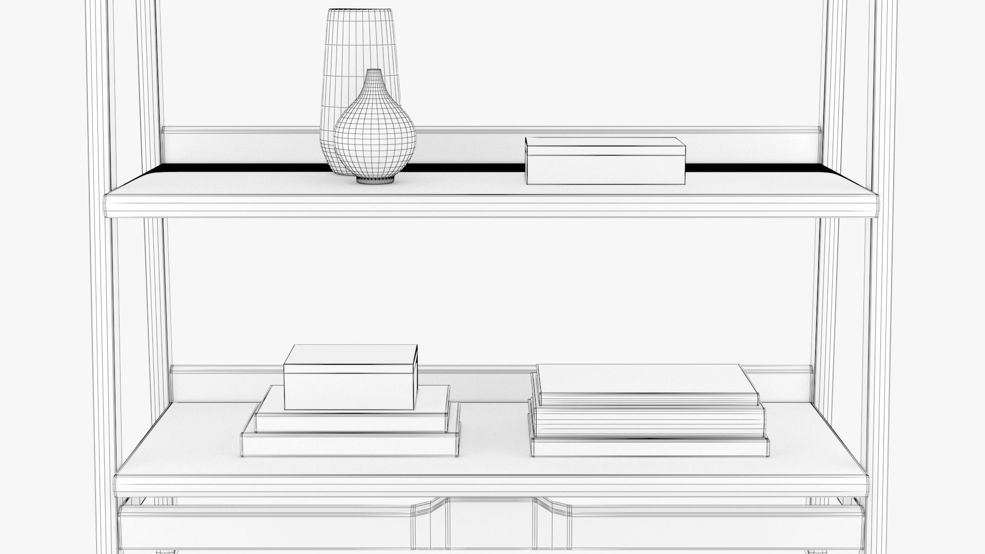 Mid-Century Bookshelf Low-poly 3D model_11