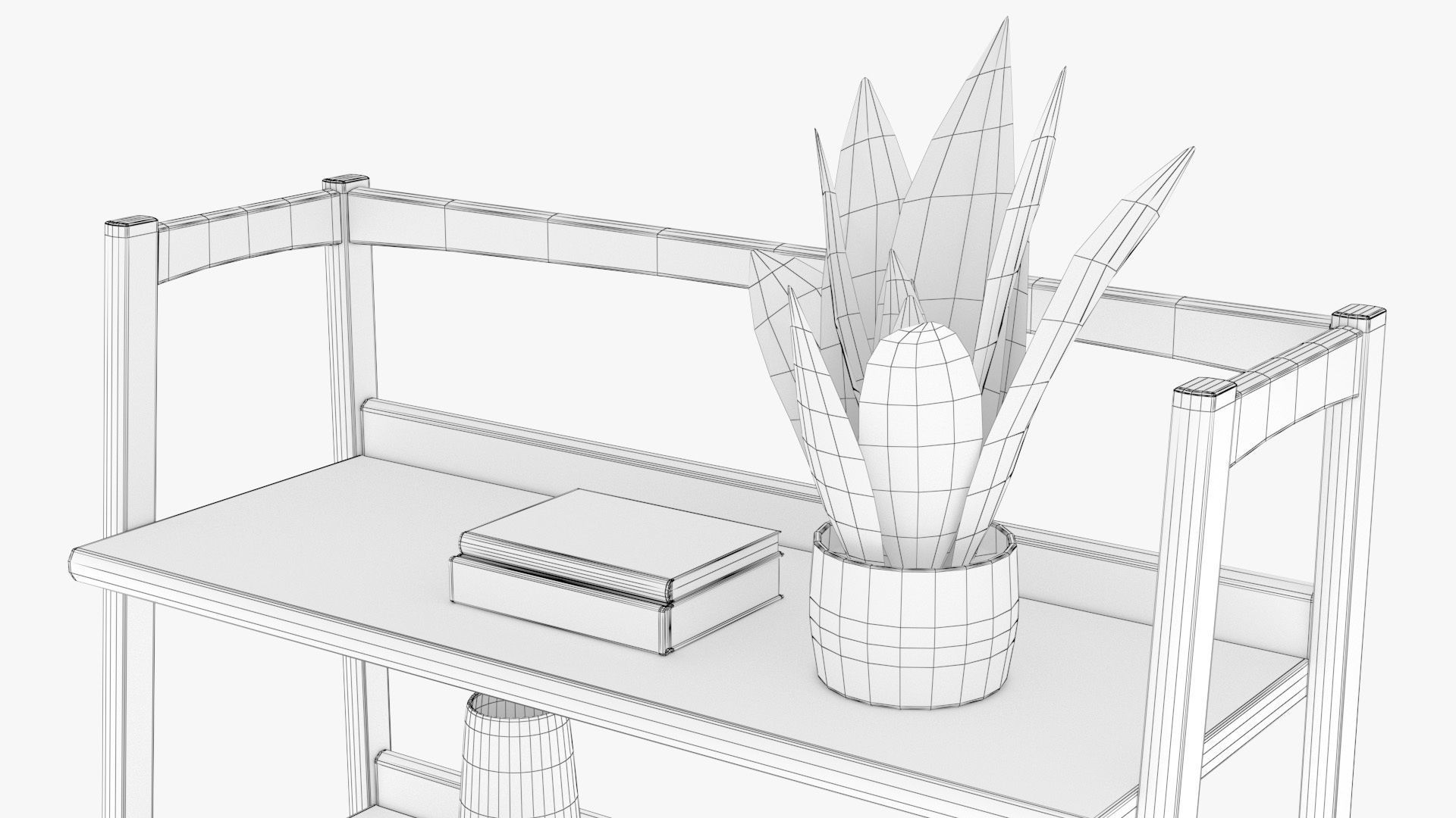 Mid-Century Bookshelf Low-poly 3D model_10