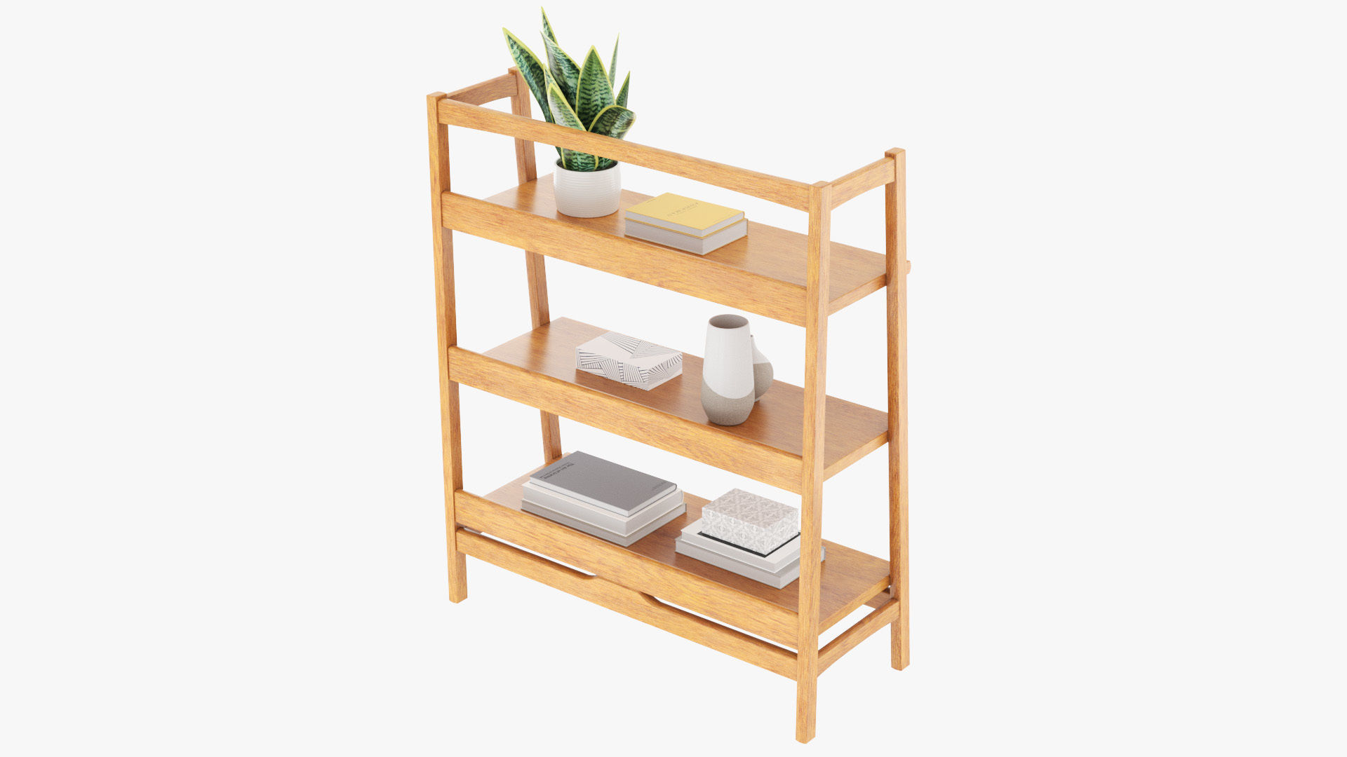 Mid-Century Bookshelf Low-poly 3D model_7