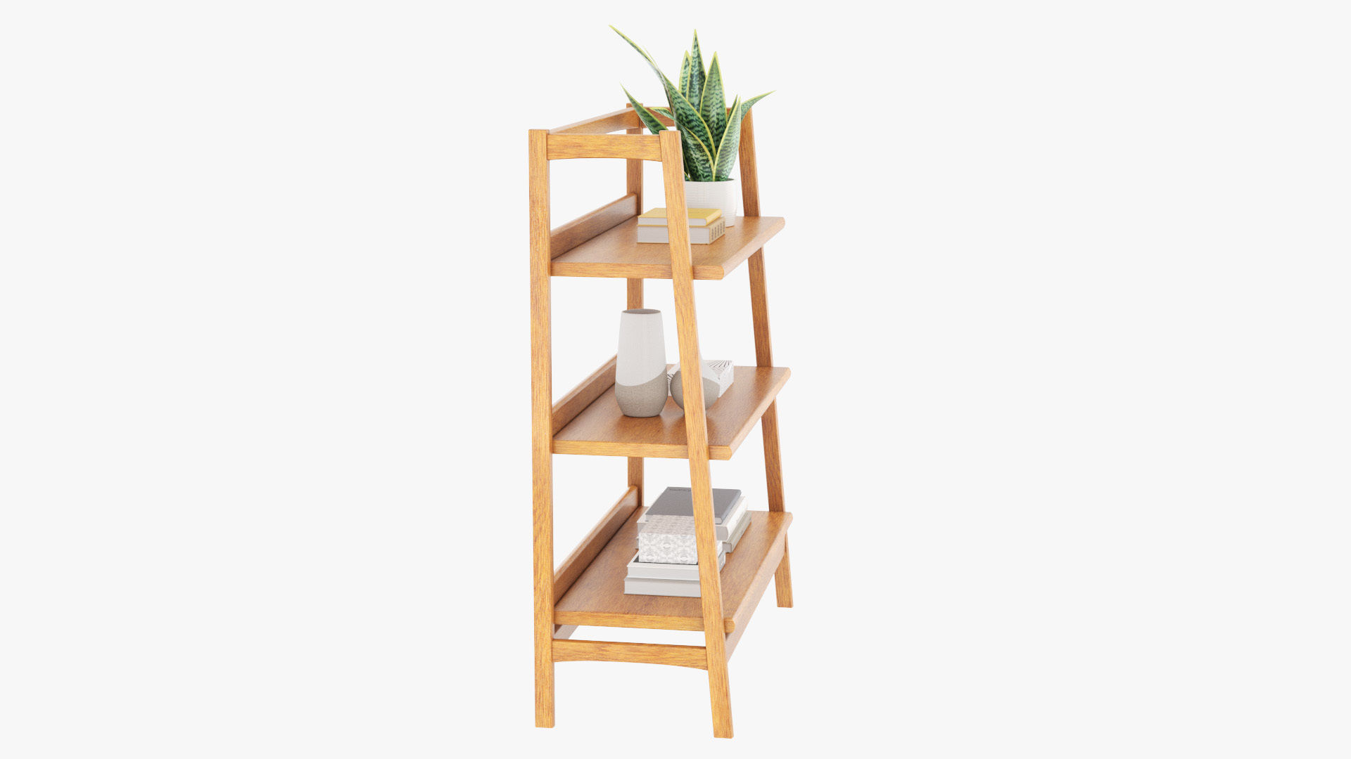 Mid-Century Bookshelf Low-poly 3D model_21