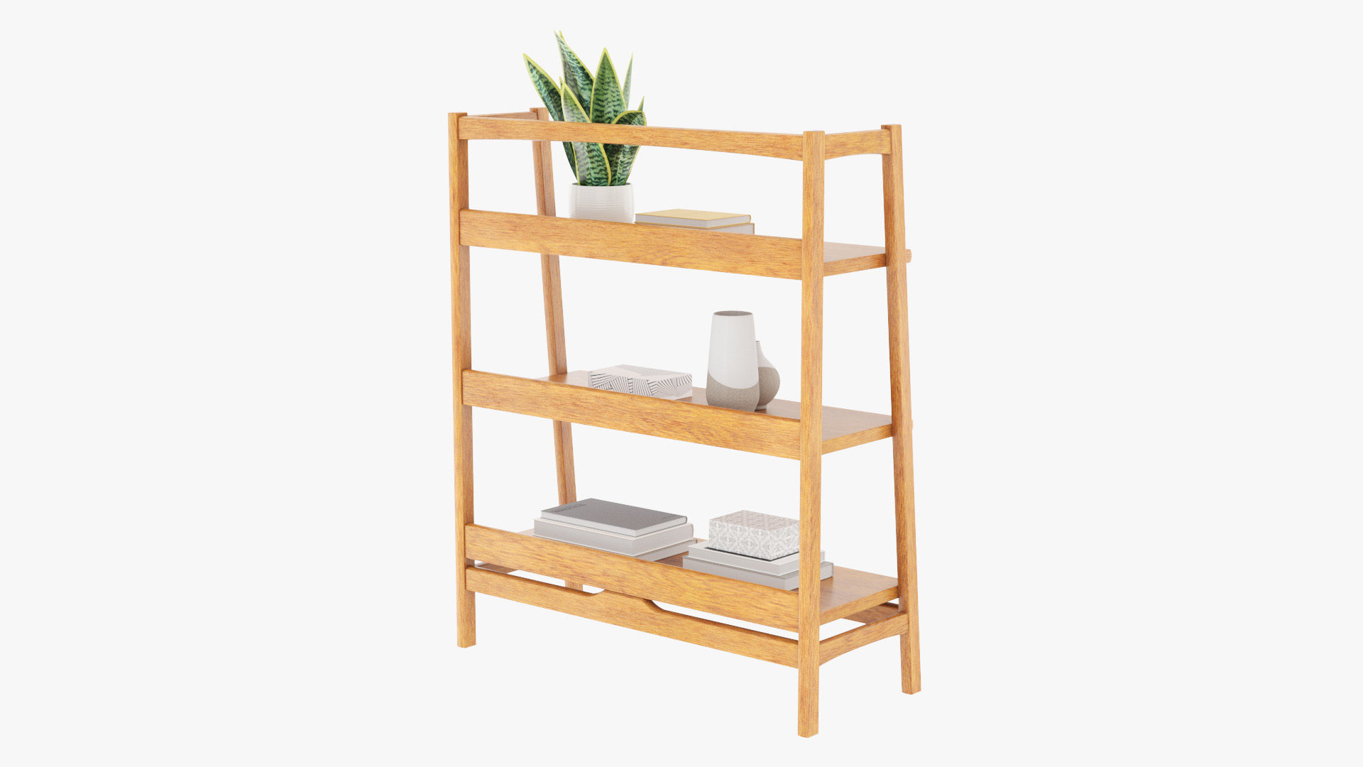Mid-Century Bookshelf Low-poly 3D model_23