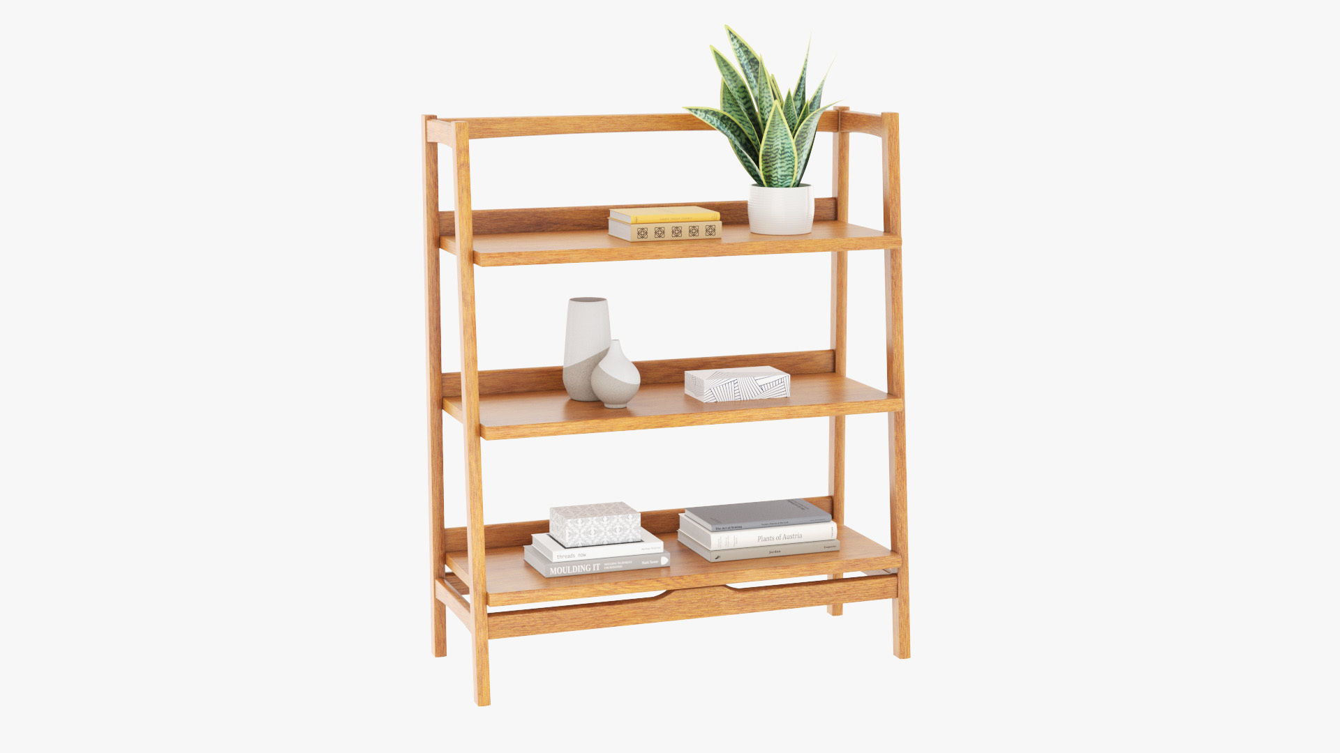 Mid-Century Bookshelf Low-poly 3D model_31