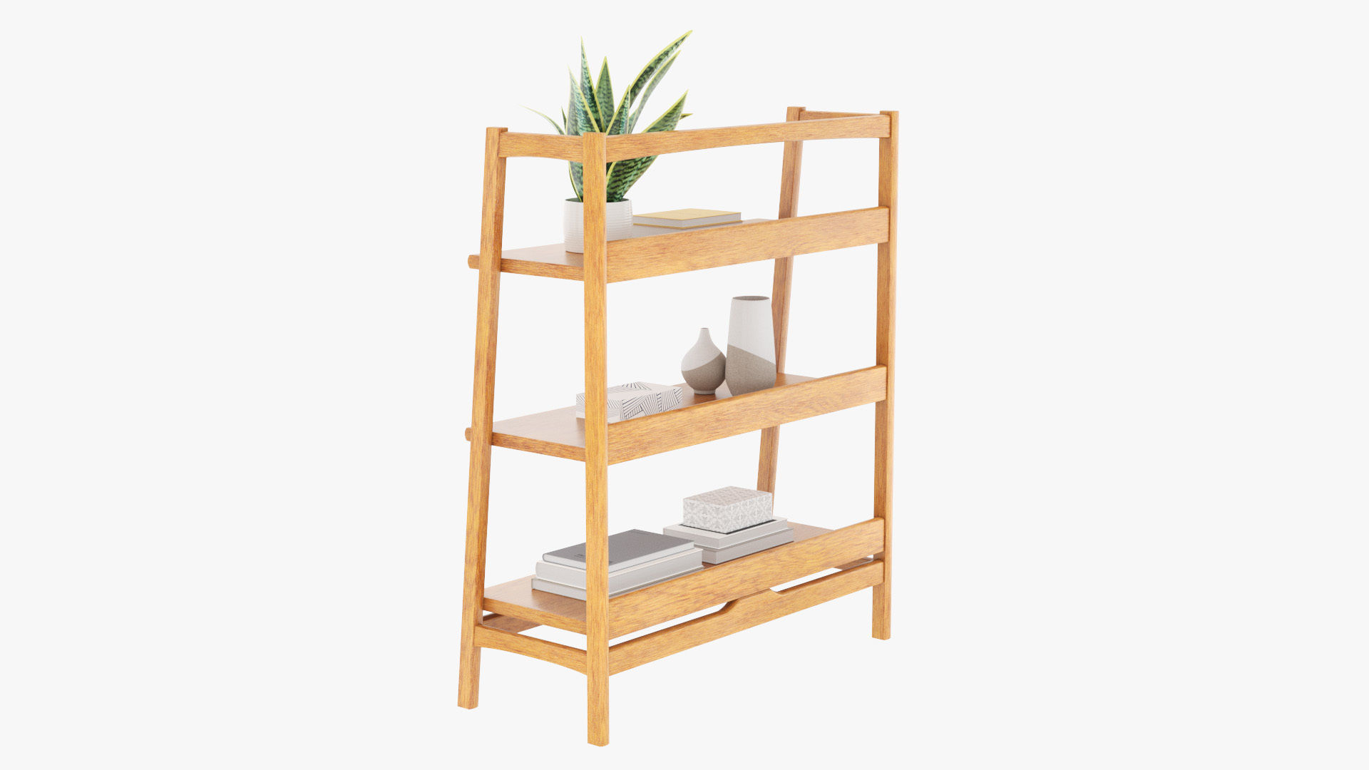 Mid-Century Bookshelf Low-poly 3D model_26