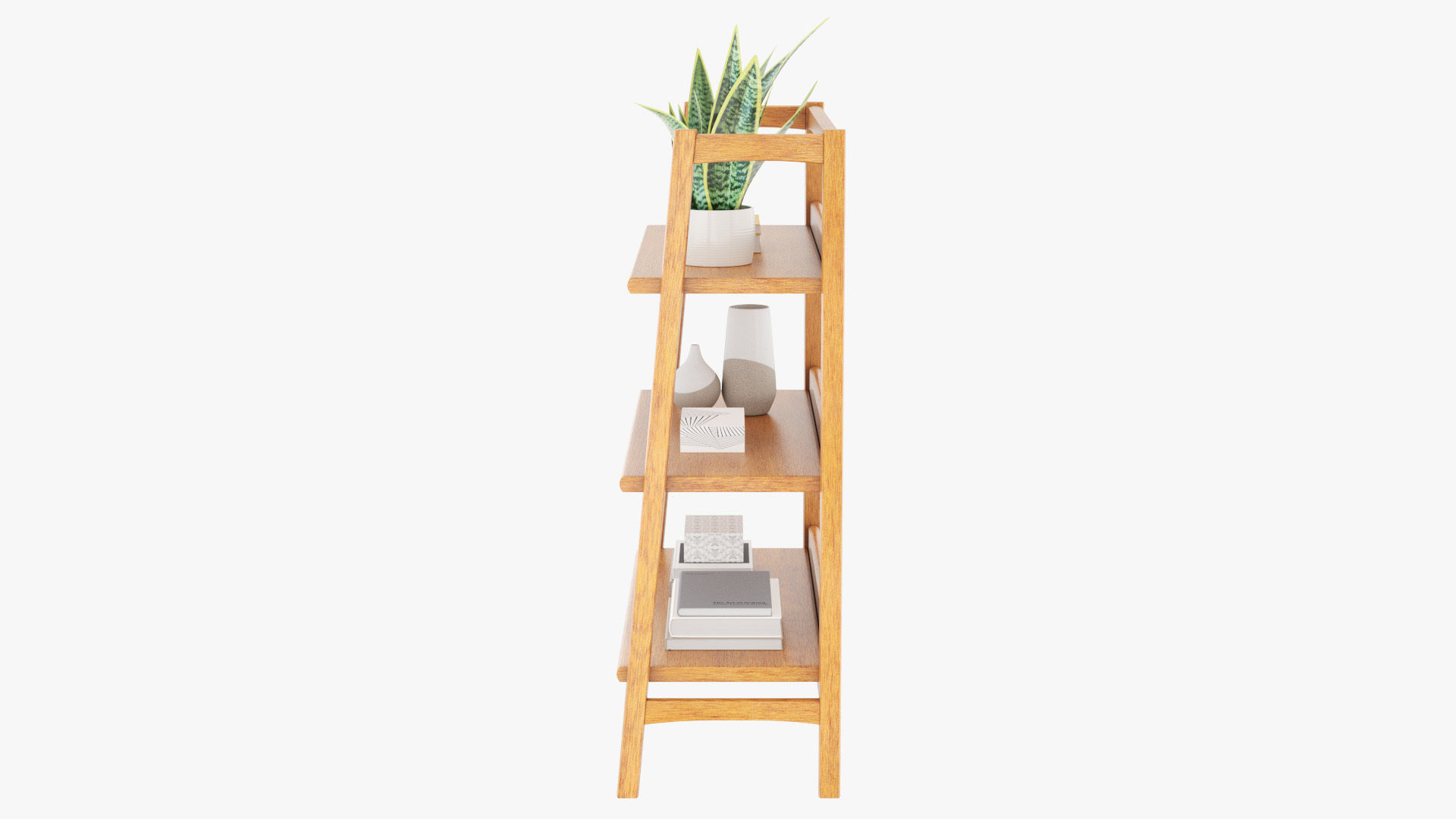 Mid-Century Bookshelf Low-poly 3D model_5