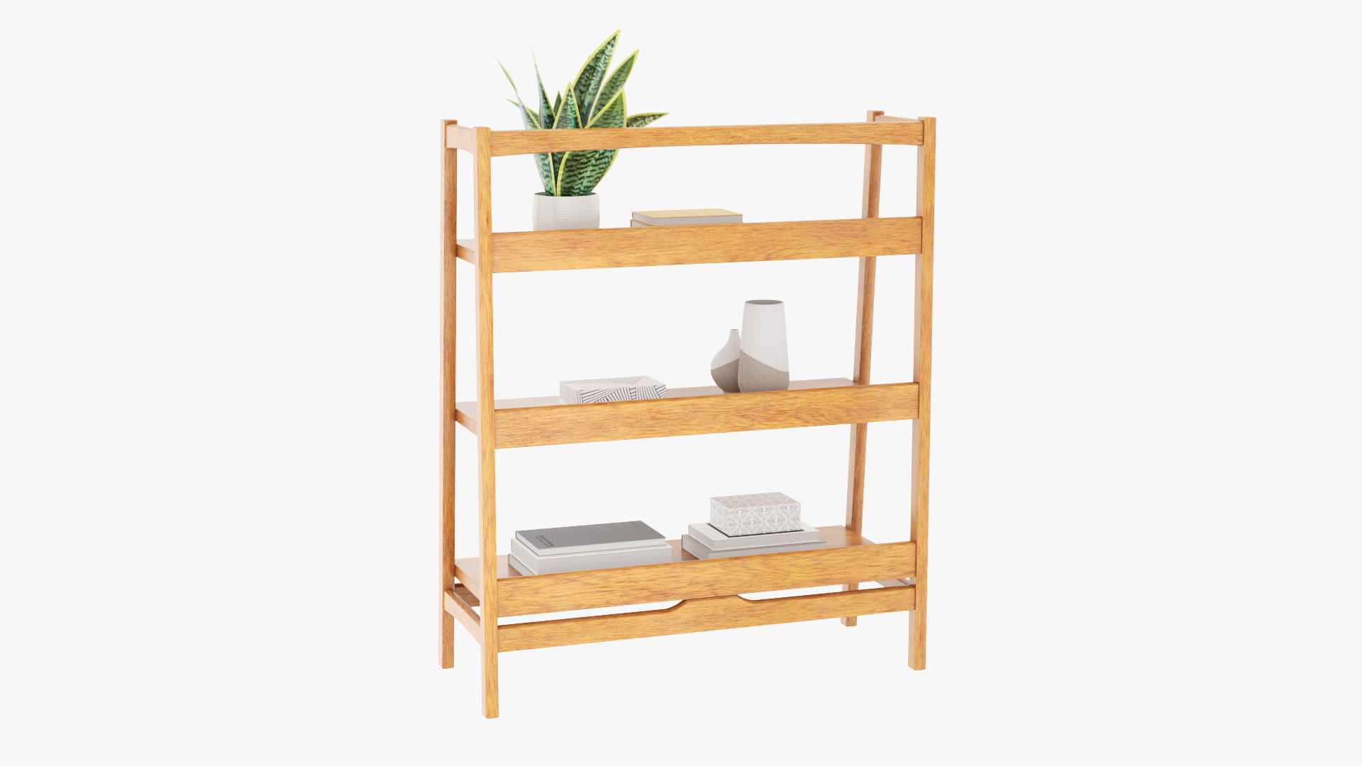 Mid-Century Bookshelf Low-poly 3D model_25