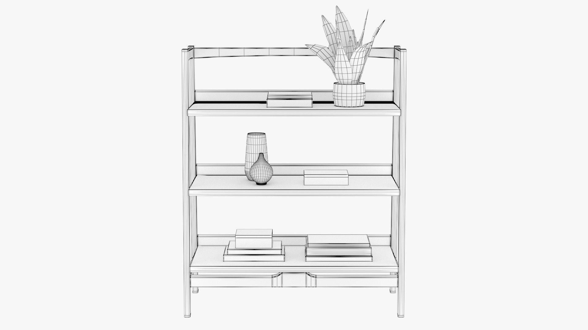 Mid-Century Bookshelf Low-poly 3D model_17