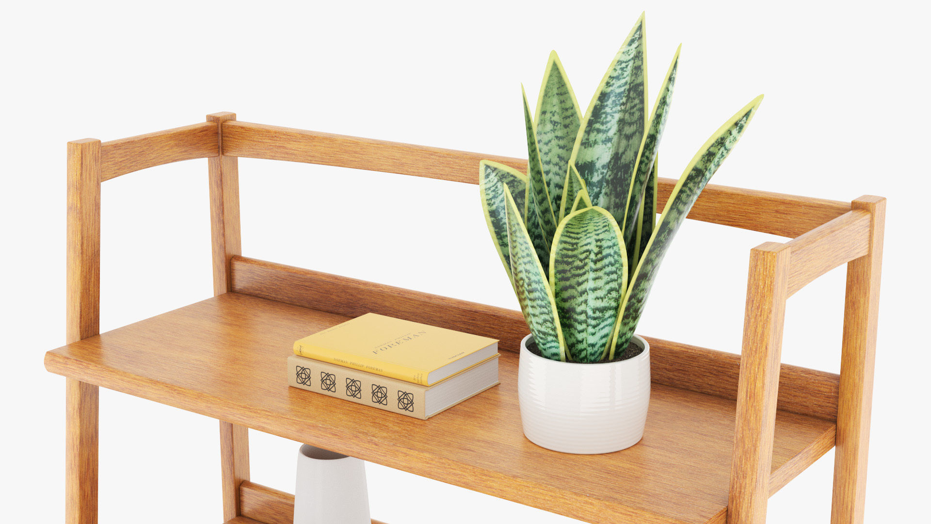 Mid-Century Bookshelf Low-poly 3D model_9