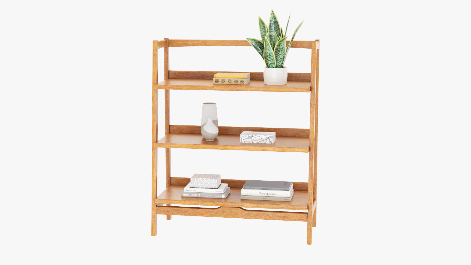 Mid-Century Bookshelf Low-poly 3D model_30