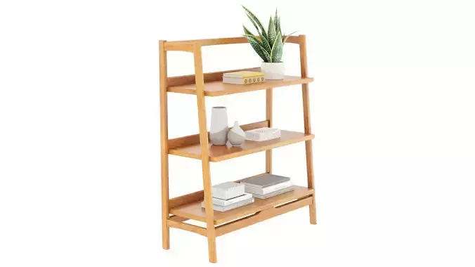 Mid-Century Bookshelf Low-poly 3D model