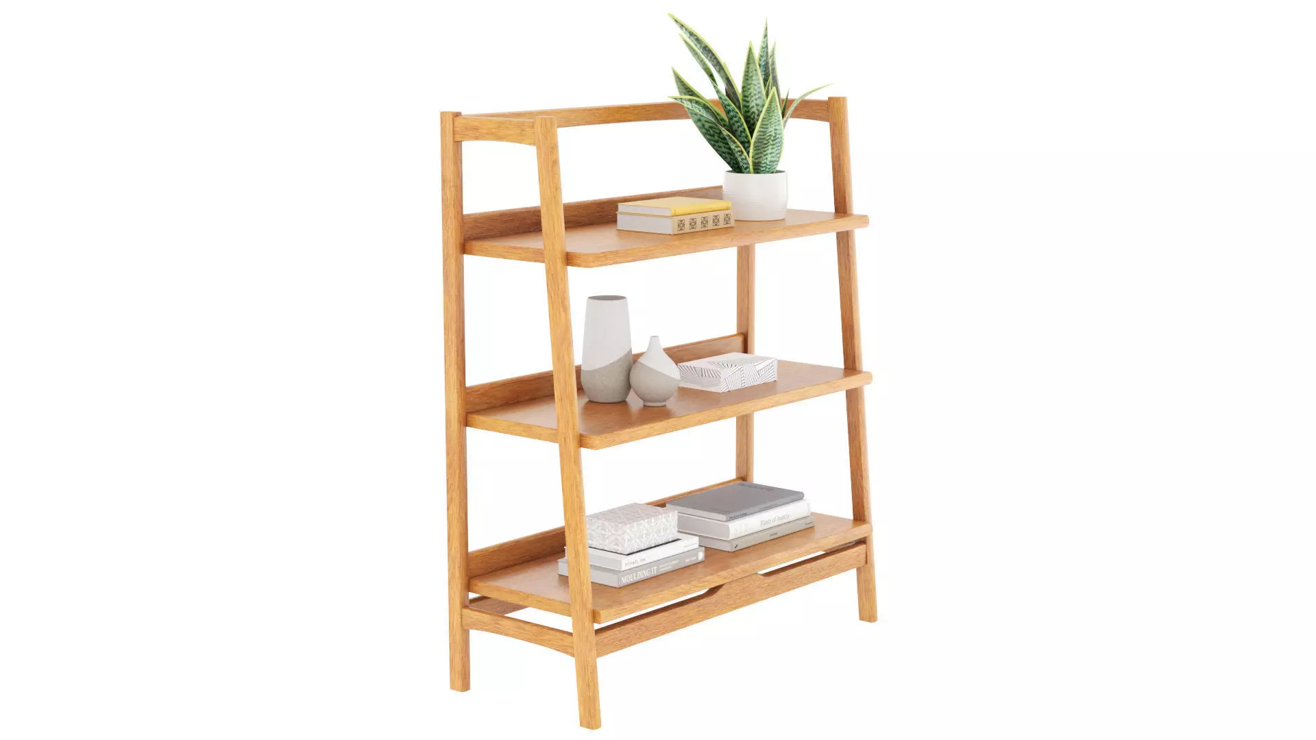 Mid-Century Bookshelf Low-poly 3D model_0